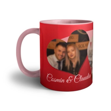 Tazza personalizzata con foto e nomi love hearts Love