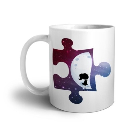 Tazza personalizzabile con nome puzzle donna su mezza luna