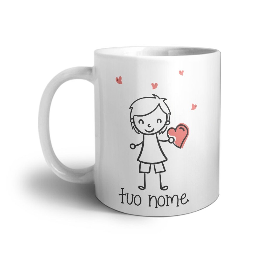 Tazza personalizzata con nome omino con cuore Love
