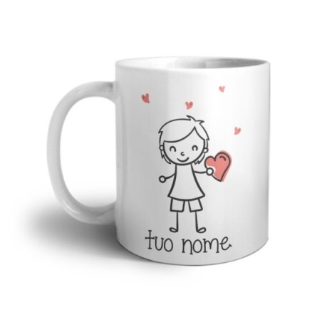 Tazza personalizzata con nome omino con cuore