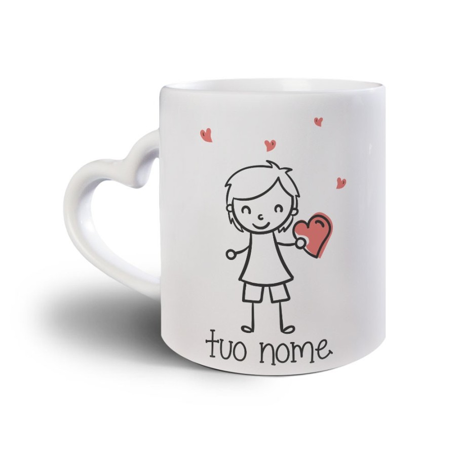 Tazza personalizzata con nome omino con cuore Love