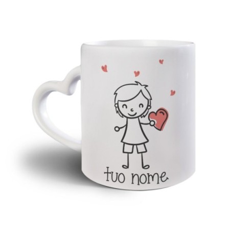 Tazza personalizzata con nome omino con cuore Love