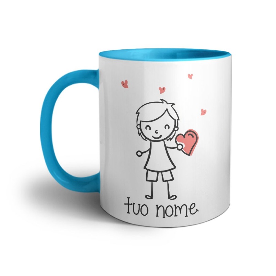 Tazza personalizzata con nome omino con cuore Love