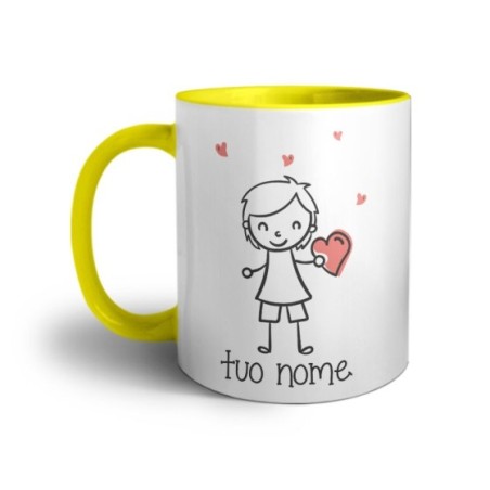 Tazza personalizzata con nome omino con cuore Love