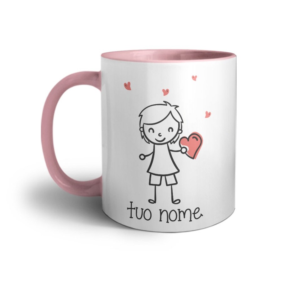 Tazza personalizzata con nome omino con cuore Love