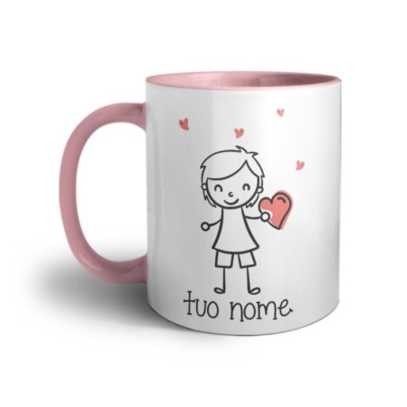 Tazza personalizzata con nome omino con cuore Love