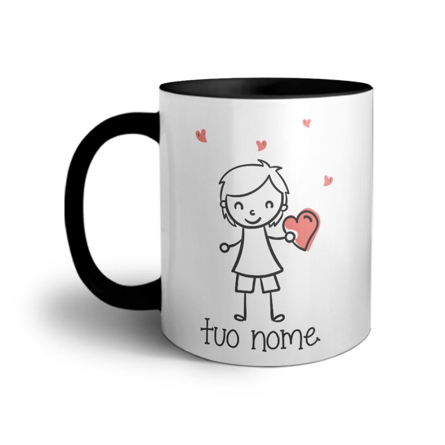 Tazza personalizzata con nome omino con cuore Love