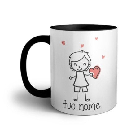 Tazza personalizzata con nome omino con cuore Love