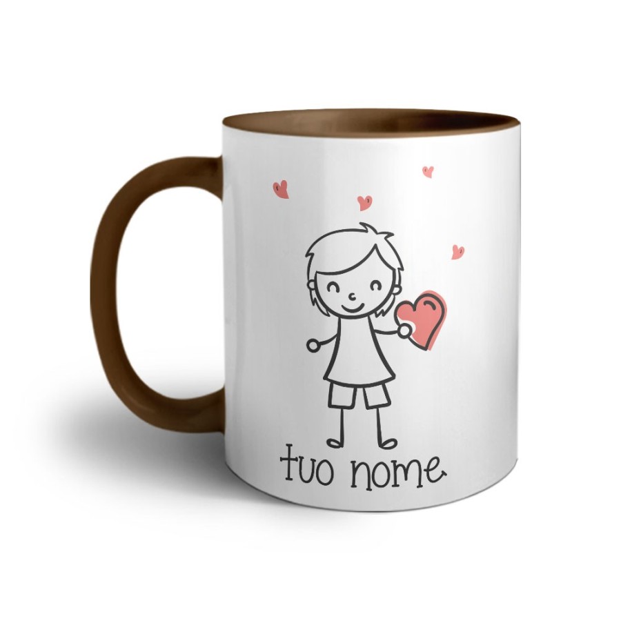 Tazza personalizzata con nome omino con cuore Love
