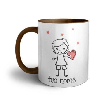 Tazza personalizzata con nome omino con cuore Love