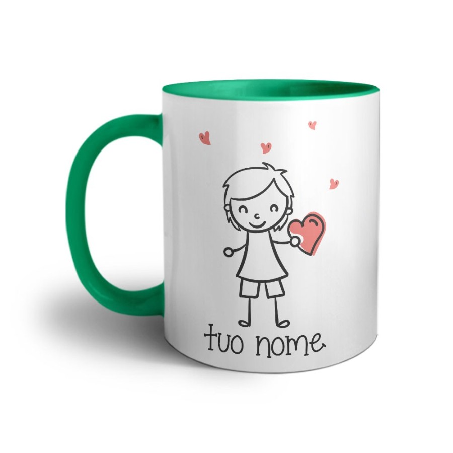 Tazza personalizzata con nome omino con cuore Love