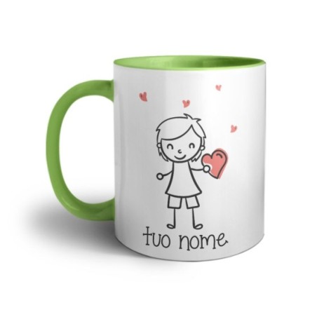 Tazza personalizzata con nome omino con cuore Love