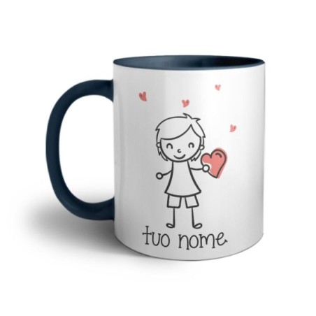 Tazza personalizzata con nome omino con cuore Love