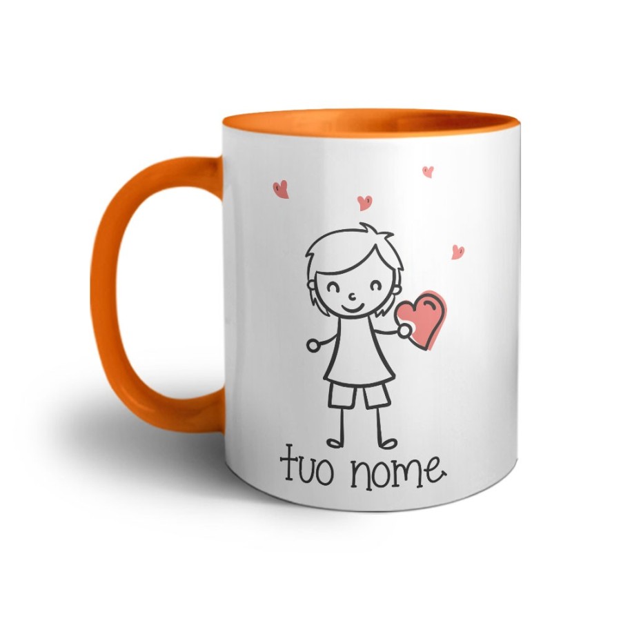 Tazza personalizzata con nome omino con cuore Love