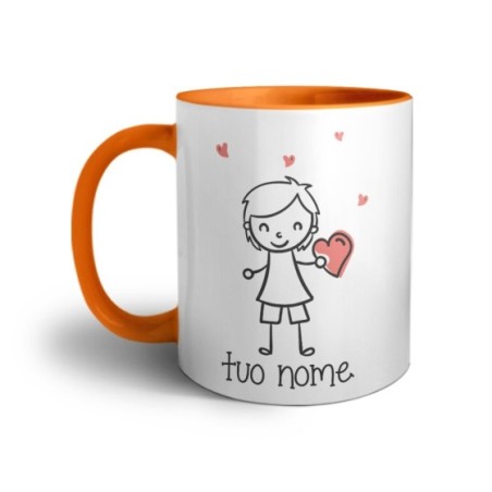 Tazza personalizzata con nome omino con cuore Love