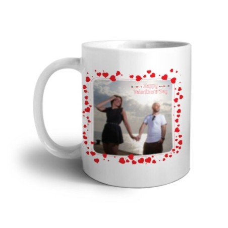 Tazza personalizzata con foto happy cornice con cuoricini