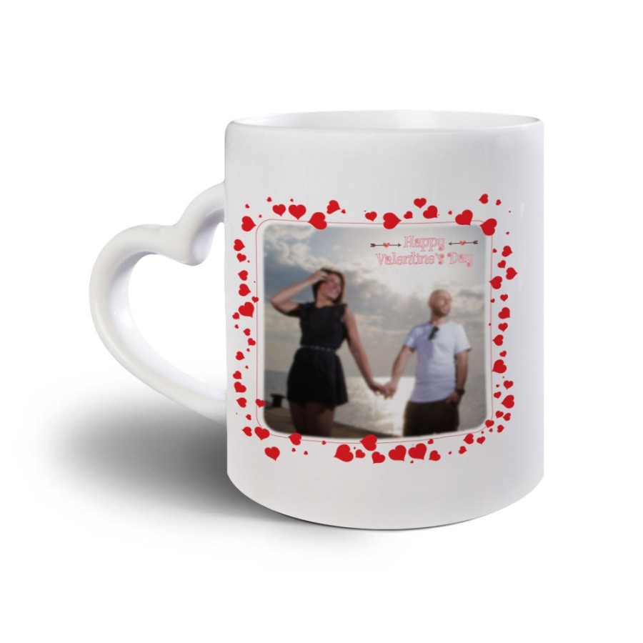 Tazza personalizzata con foto happy cornice con cuoricini Love
