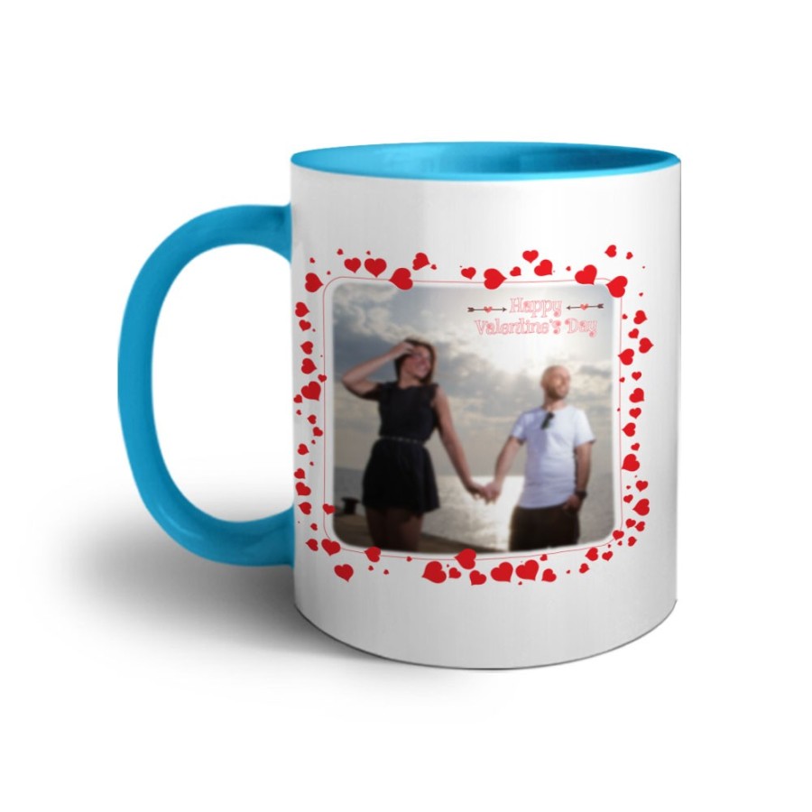 Tazza personalizzata con foto happy cornice con cuoricini Love