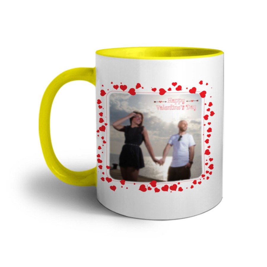 Tazza personalizzata con foto happy cornice con cuoricini Love