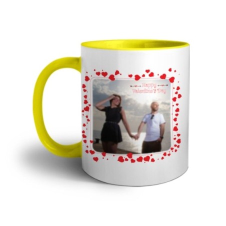 Tazza personalizzata con foto happy cornice con cuoricini Love