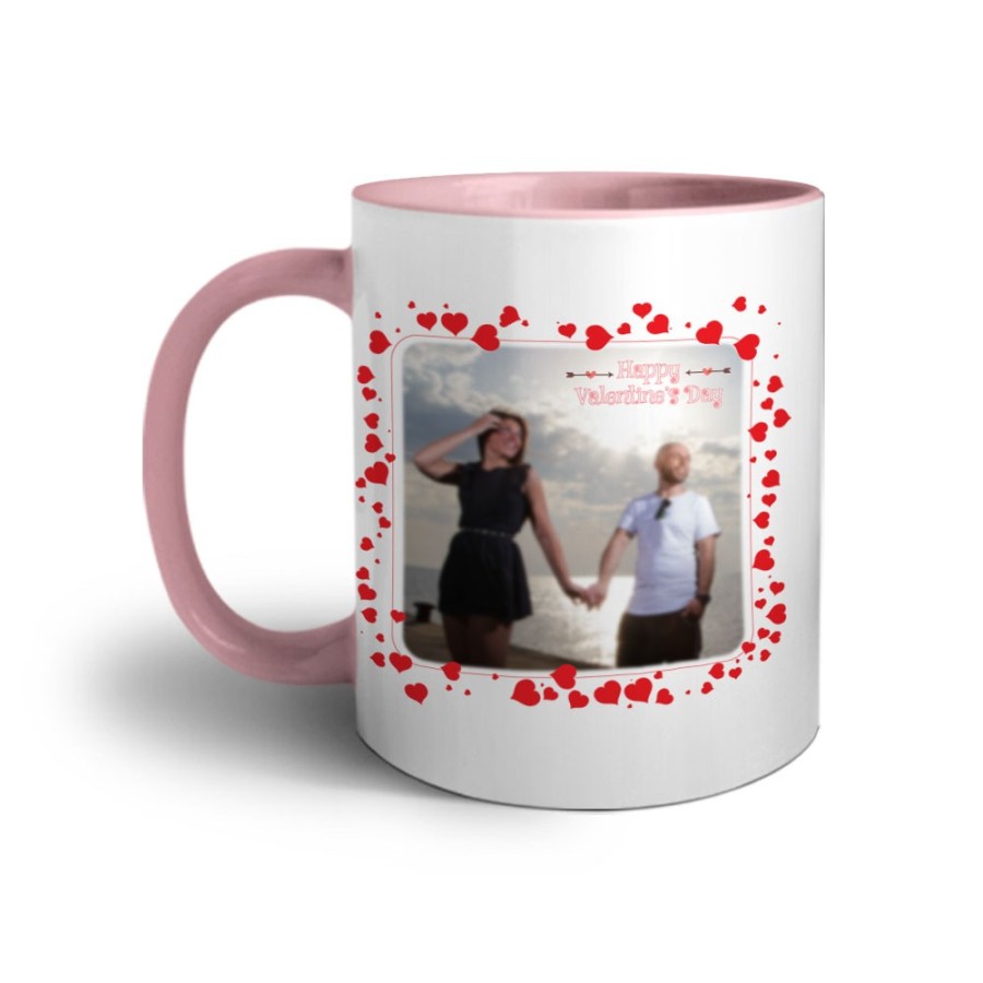 Tazza personalizzata con foto happy cornice con cuoricini Love