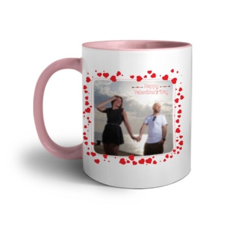 Tazza personalizzata con foto happy cornice con cuoricini Love