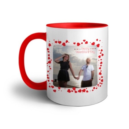 Tazza personalizzata con foto happy cornice con cuoricini Love