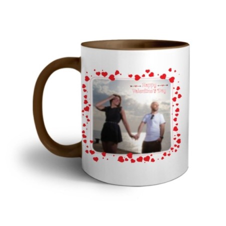Tazza personalizzata con foto happy cornice con cuoricini Love