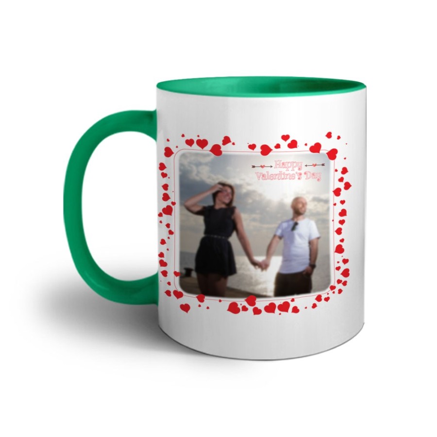 Tazza personalizzata con foto happy cornice con cuoricini Love