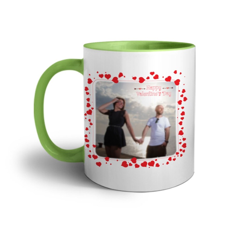 Tazza personalizzata con foto happy cornice con cuoricini Love