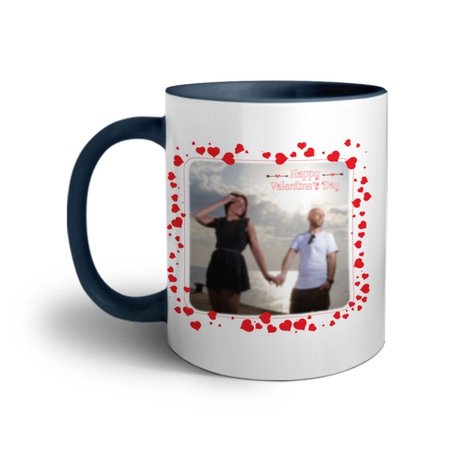 Tazza personalizzata con foto happy cornice con cuoricini Love
