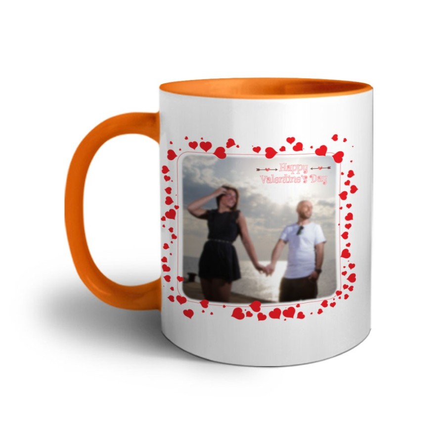 Tazza personalizzata con foto happy cornice con cuoricini Love