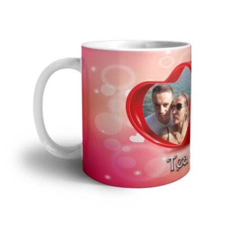 Tazza personalizzata con nomi e foto due cuori