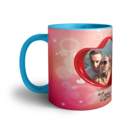 Tazza personalizzata con nomi e foto due cuori Love