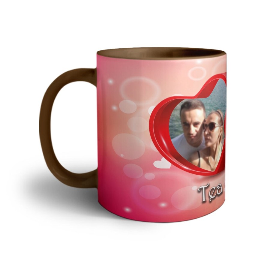 Tazza personalizzata con nomi e foto due cuori Love