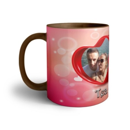 Tazza personalizzata con nomi e foto due cuori Love