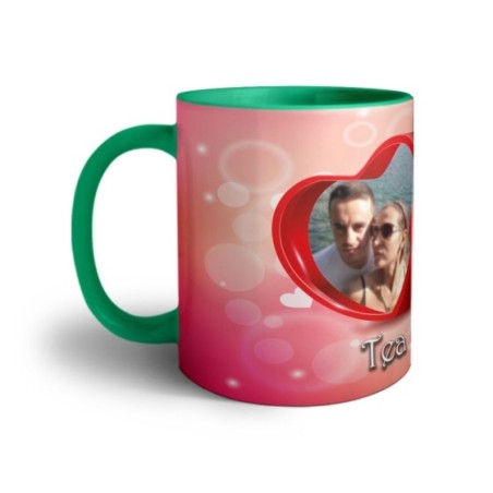 Tazza personalizzata con nomi e foto due cuori Love