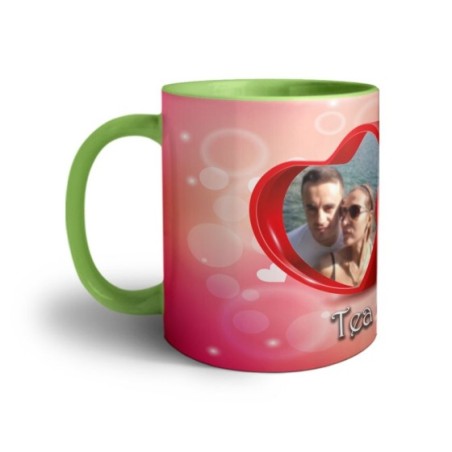 Tazza personalizzata con nomi e foto due cuori Love