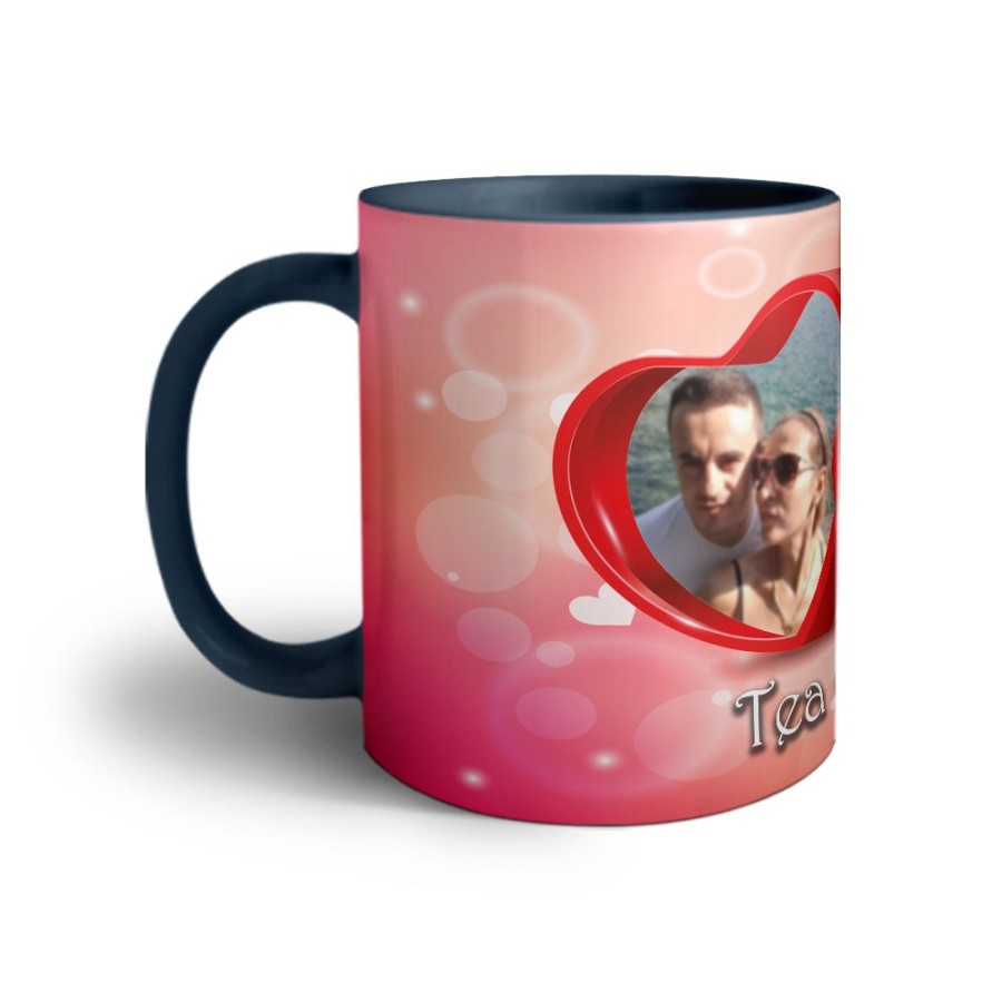 Tazza personalizzata con nomi e foto due cuori Love