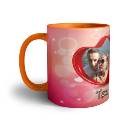 Tazza personalizzata con nomi e foto due cuori Love