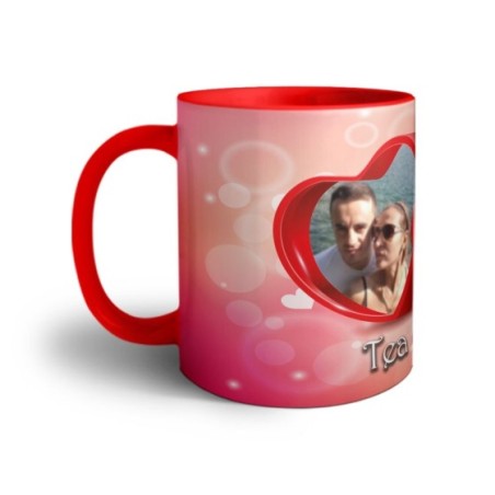 Tazza personalizzata con nomi e foto due cuori Love