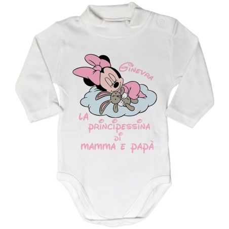 Body lupetto neonata personalizzato con nome baby minnie...