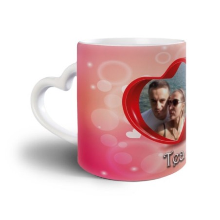 Tazza personalizzata con nomi e foto due cuori Love