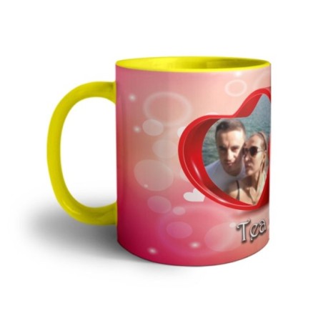 Tazza personalizzata con nomi e foto due cuori Love