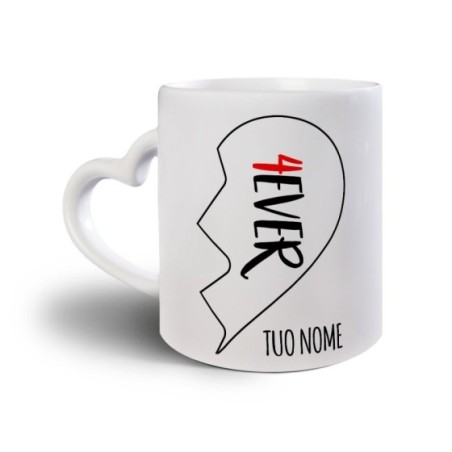 Tazza personalizzabile con nome 4ever mezzo cuore Love