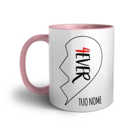 Tazza personalizzabile con nome 4ever mezzo cuore Love