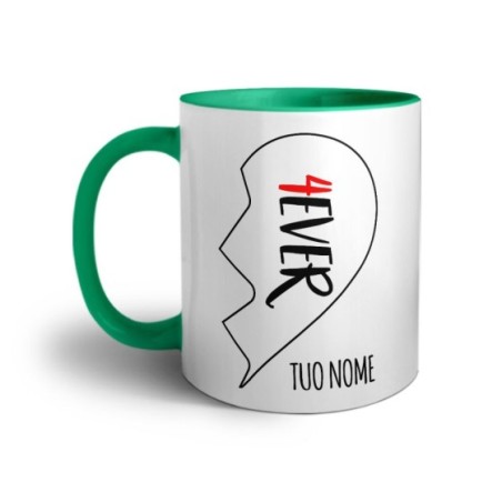 Tazza personalizzabile con nome 4ever mezzo cuore Love