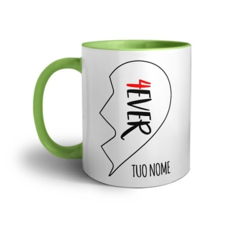 Tazza personalizzabile con nome 4ever mezzo cuore Love