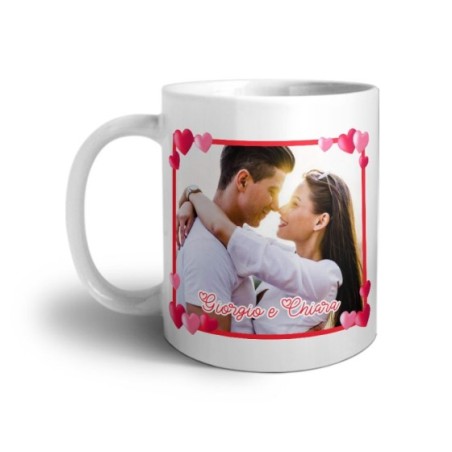 Tazza personalizzata con foto e nomi cornice love