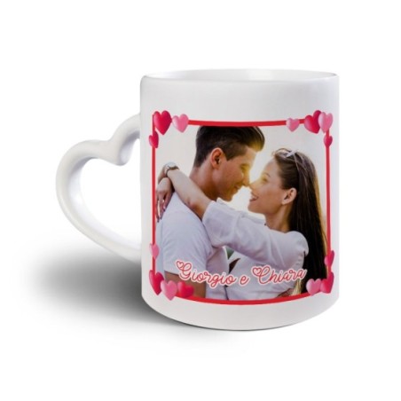 Tazza personalizzata con foto e nomi cornice love Love